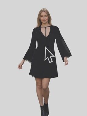 XOXO Black Bell-Sleeve Keyhole Mini Dress